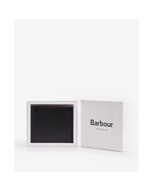 Barbour Black Colwell Leather Billfold Wallet for men