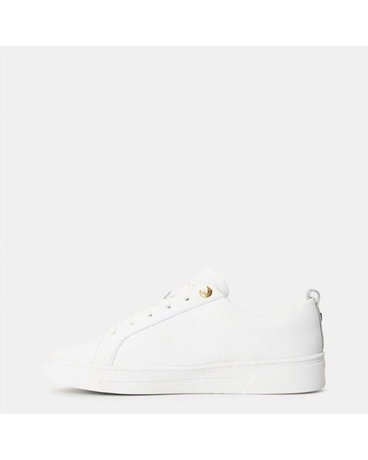 Ted Baker White Lace-Up Leather Webbing Trainers