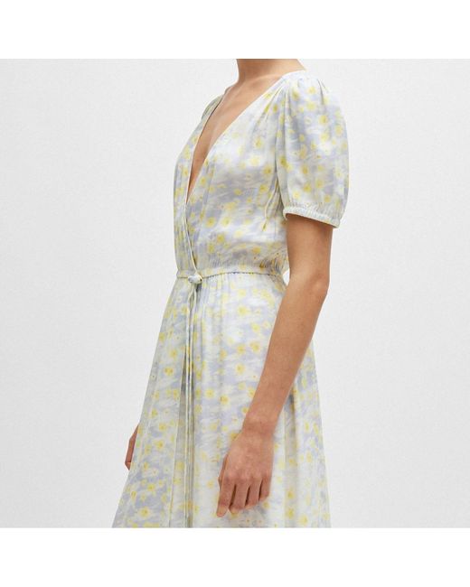 HUGO Natural Kikoni-1 Wrap-Front Dress