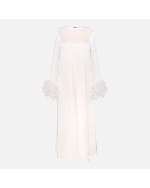 Sleeper White Suzi Maxi Dress With Detachable Feathers