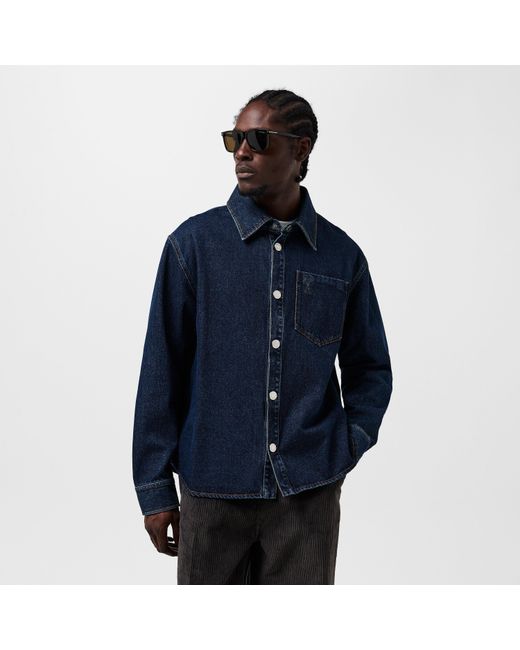 AMI Blue Long-Sleeve Denim Shirt for men