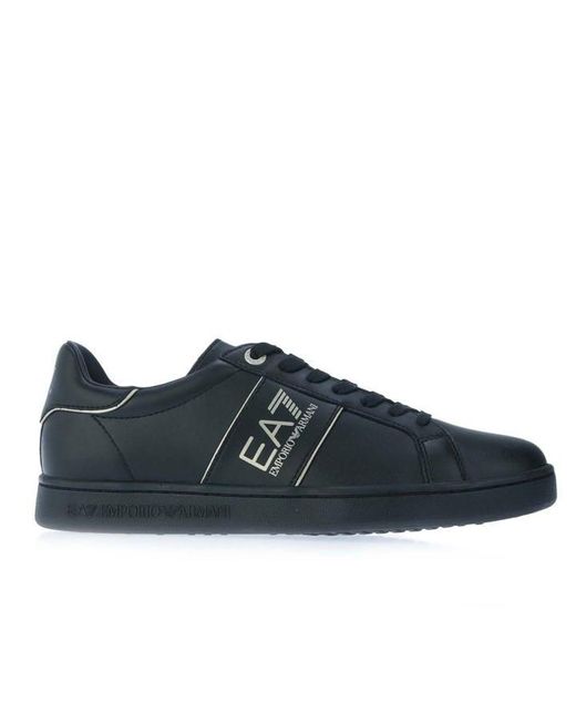 EA7 Blue Leather Sports Shoes for men