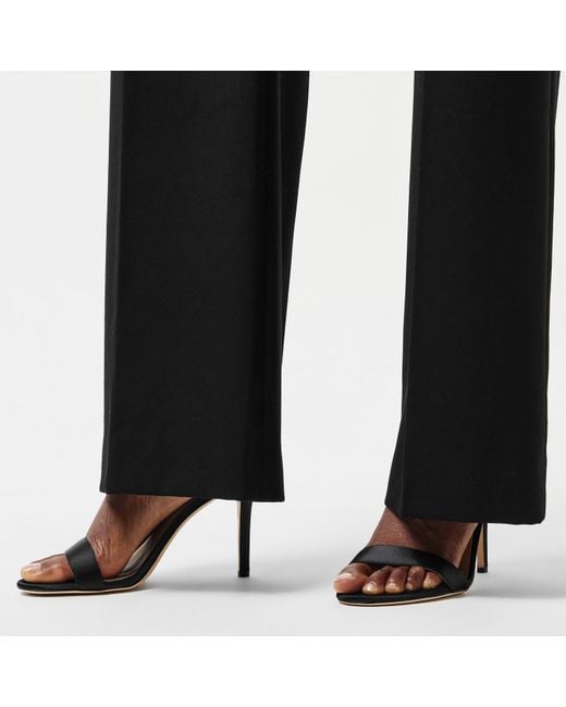 Ralph Lauren Black Allie Pavé-Buckle Satin Sandal