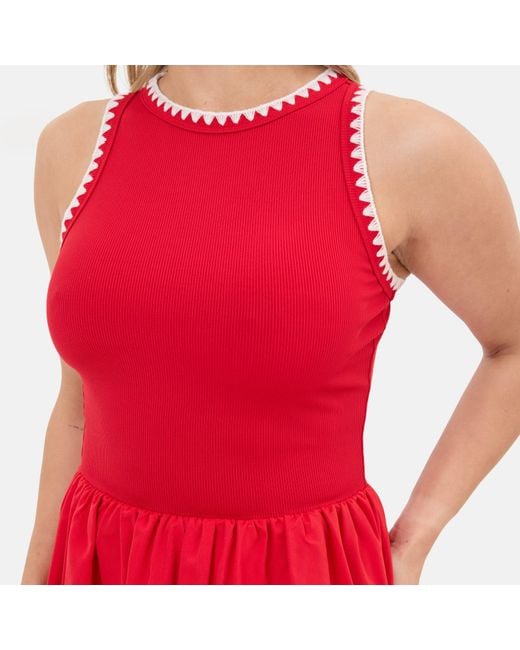 I Saw It First Red Whipstitch Midaxi Dress