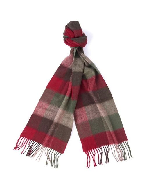 Barbour Red Large Tattersall Scarf for men