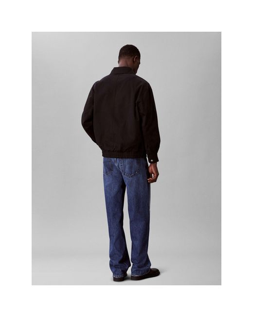 Calvin Klein Black Logo Shirt Jacket Long Sleeve Zip Parka for men