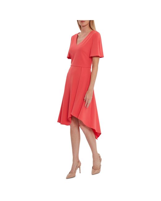Gina Bacconi Red Mylee Soft Stretch Crepe Dress