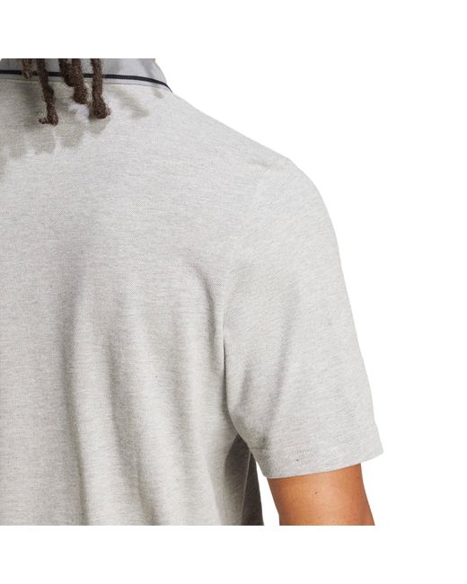 Adidas Gray Essentials Cotton 3-Stripes Polo Shirt for men