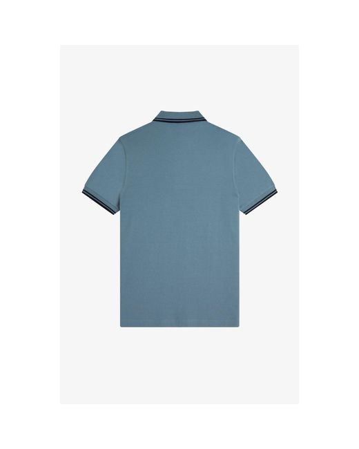 Fred Perry Blue Short Sleeve Twin Tipped Polo Shirt for men