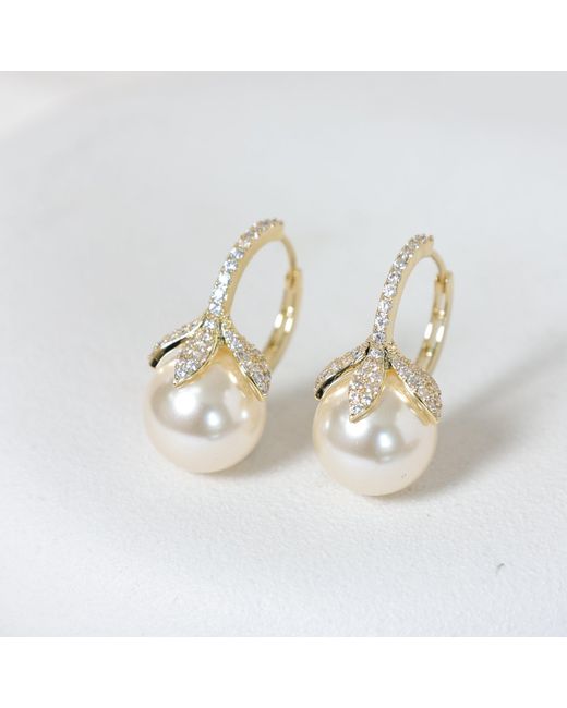 Jon Richard Metallic Plated Crystal Leaf & Pearl Earrings