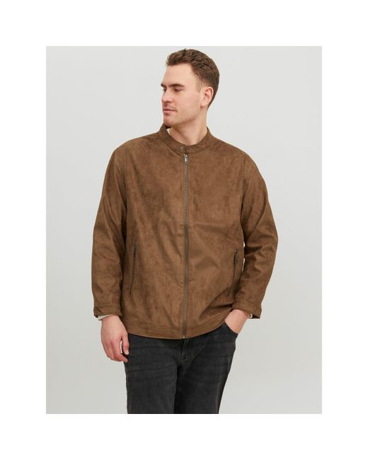 Jack & Jones Brown Clean Faux Leather Jacket for men