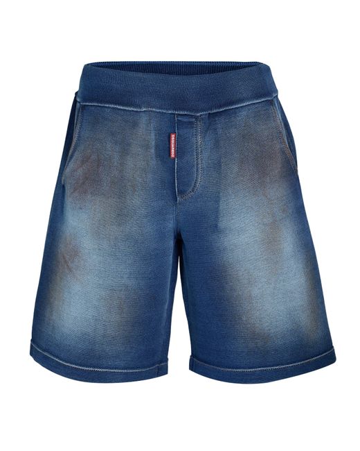DSquared² Blue Dsq Fleece Jogger Shorts for men