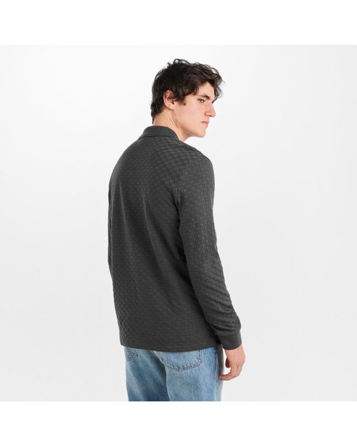 Paul Smith Gray Button Waffle Long Sleeve Polo Shirt for men