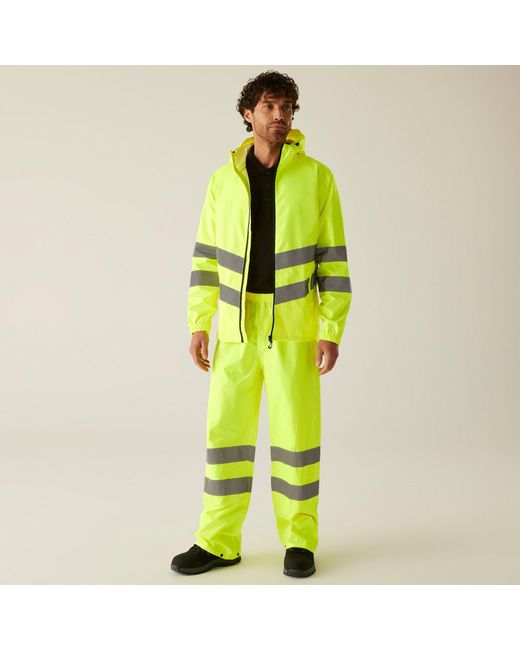 Regatta Green Hi-Vis Pro Waterproof Reflective Packaway Wo for men