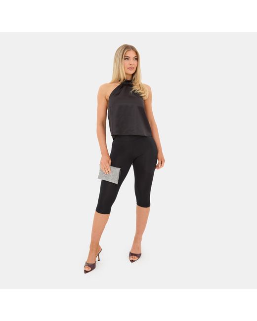 I Saw It First Black Satin Halter Top