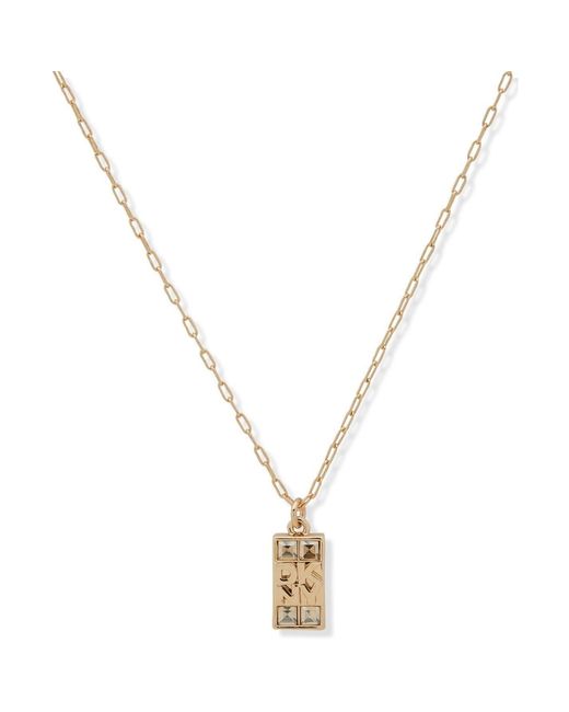 DKNY Metallic Logo Jewel Pendant Necklace