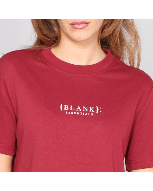 Blank Essentials Red Blank E Core Puff Print T-Shirt Ladies