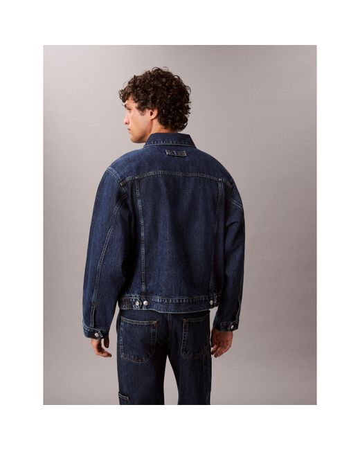 Calvin Klein Blue Button Front Tailored Fit Denim Jacket for men
