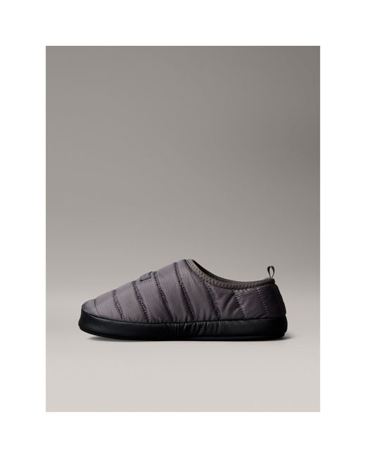Calvin Klein Gray Puffer Moccasin Slippers for men