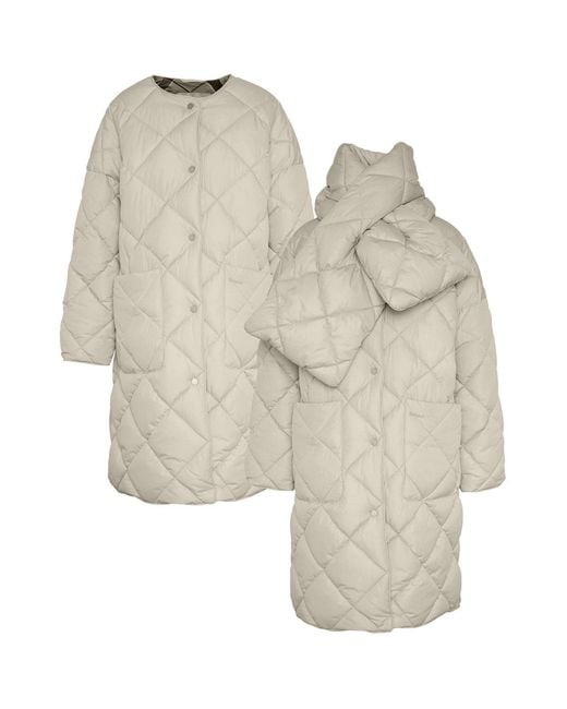Barbour Natural Brigitte Diamond Quilted Long Puffer Jacket