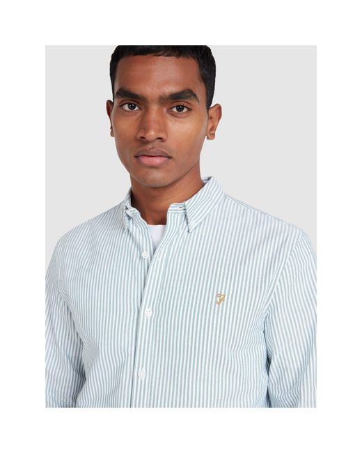 Farah White Long Sleeve Patterned Shirt for men