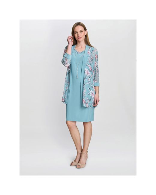 Gina Bacconi Blue Callie Printed Dress And Jacket