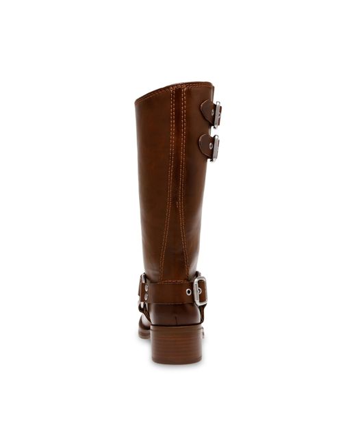 Steve Madden Brown Eastern Motorcycle Boots With Block Heel