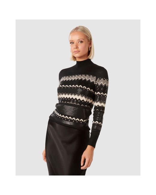 Forever New Black Steph Embellished Fair Isle Jumper