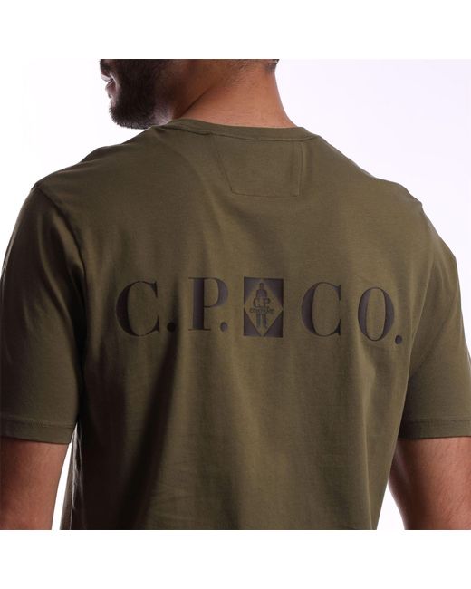 C P Company Green 30/1 Jersey Logo T-Shirt for men