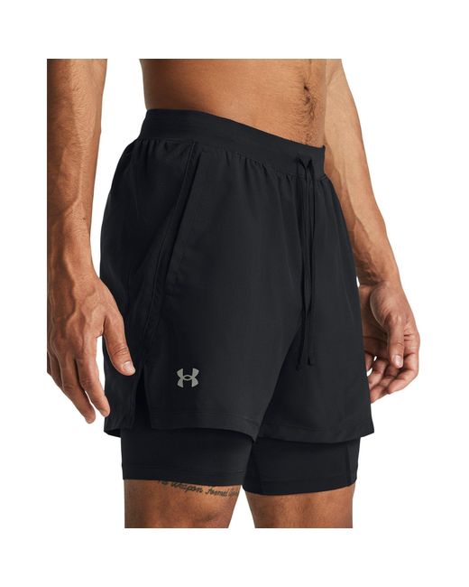 Under Armour Blue Ua Launch 2-In-1 5In Shorts for men