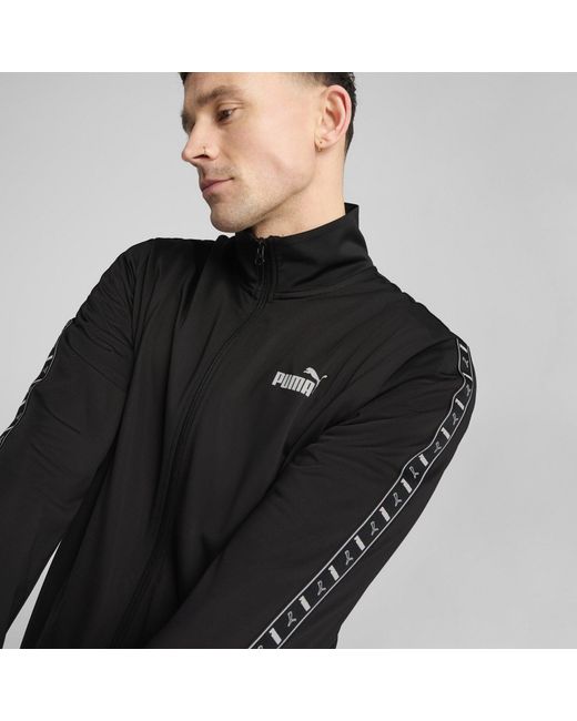 PUMA Black Poly Tape Suit Full Tracksuit for men