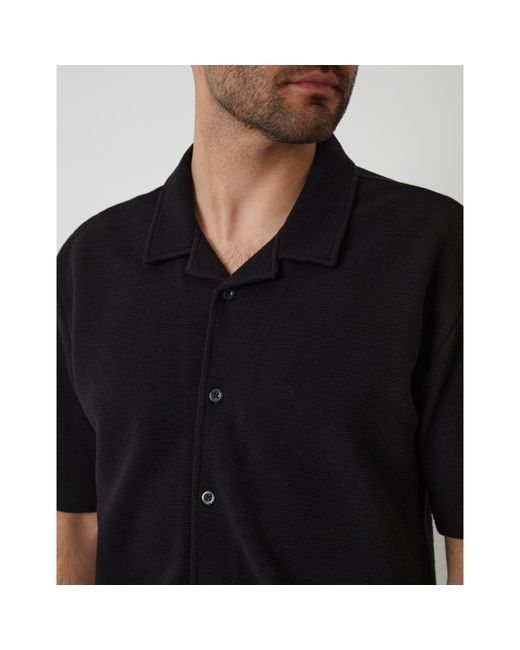 Threadbare Black Embley Short-Sleeve Patterned Shirt for men