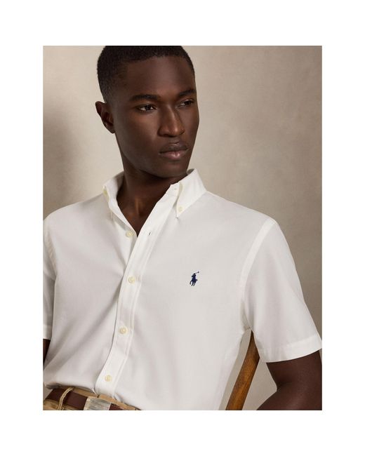 Polo Ralph Lauren White Poplin Short Sleeve Shirt for men
