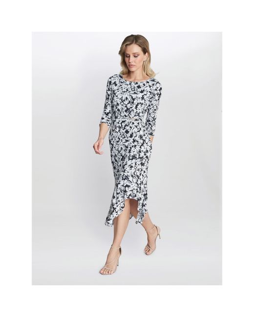 Gina Bacconi Blue Charlee Jersey Dress With Trim