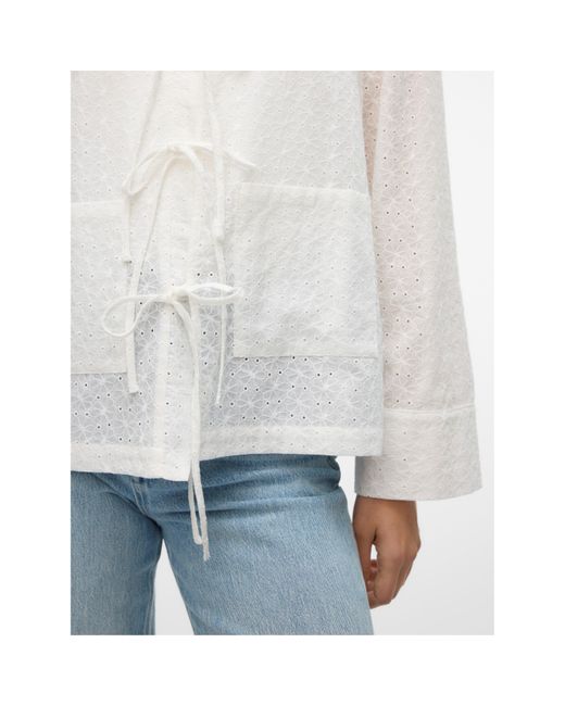 Vero Moda White Palma Tie Long-Sleeve Blouse