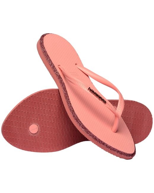 Havaianas Red Slim Point Glitter Flip Flops