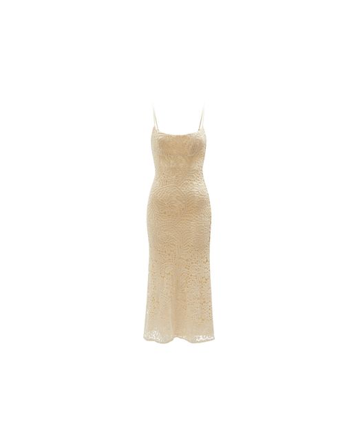 Bardot Natural Adoni Crochet Midi Bodycon Dress