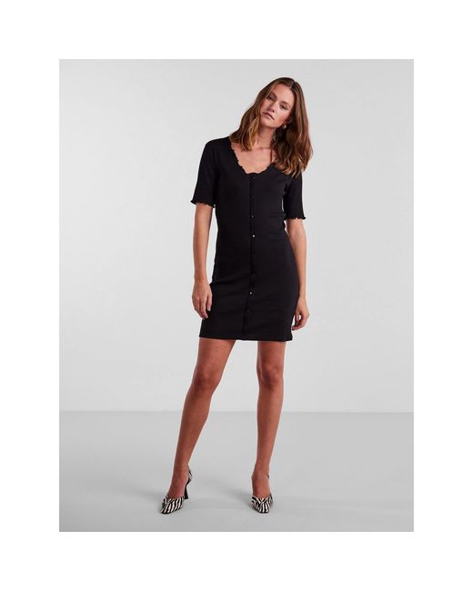 Pieces Black Nukisa V-Neck Mini Dress