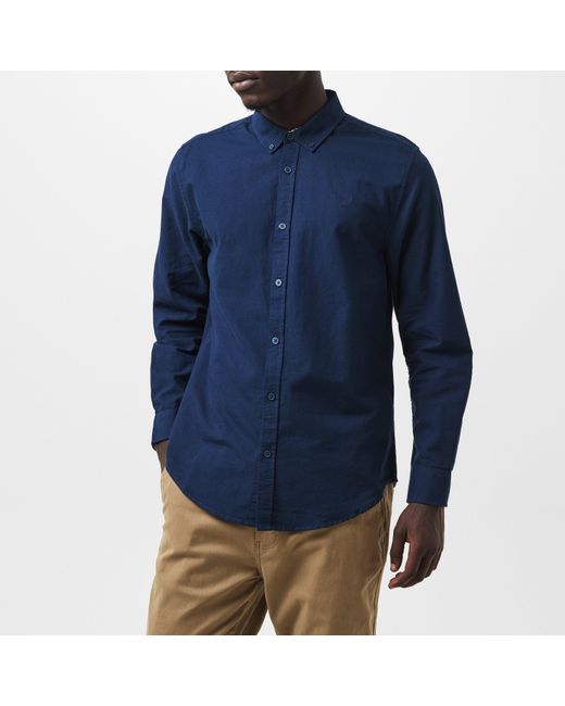 Threadbare Blue Beaconsfield Long-Sleeve Oxford Shirt for men