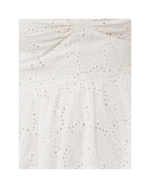 Lovedrobe Natural Broderie Bow Detail Mini Dress