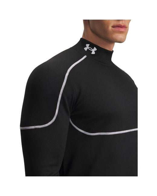 Under Armour Black Cold Weather Grid Long Sleeve Mock Baselayer Top for men