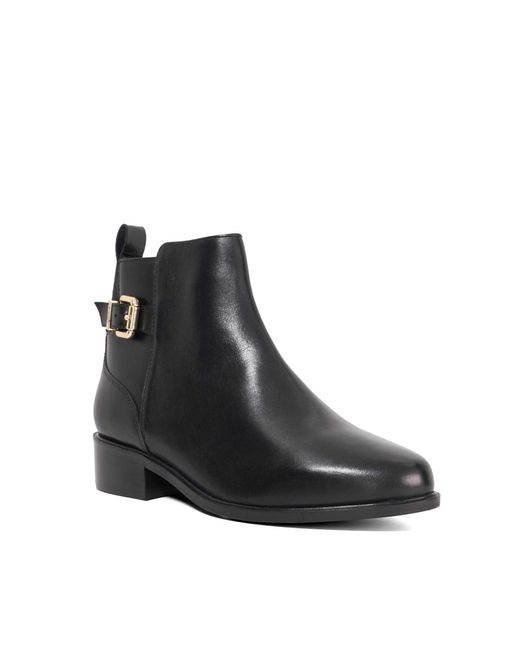 Dune Black Padri Flat Ankle Boots