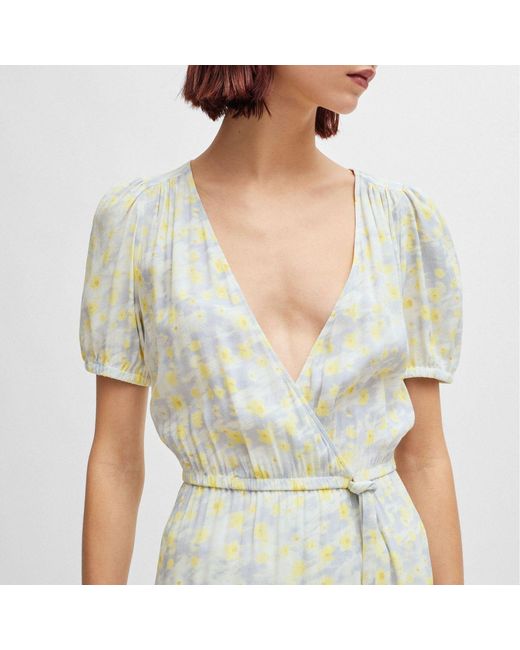HUGO Natural Kikoni-1 Wrap-Front Dress