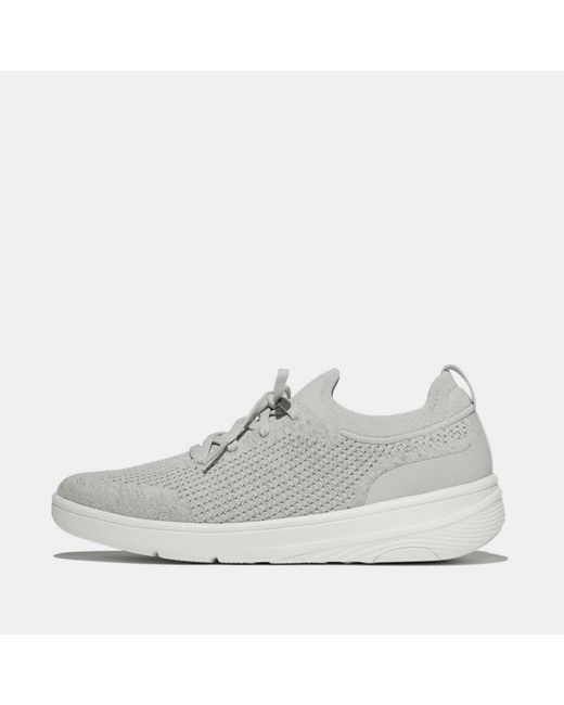 Fitflop White Super-Q Knit Slip-On Laced Trainers