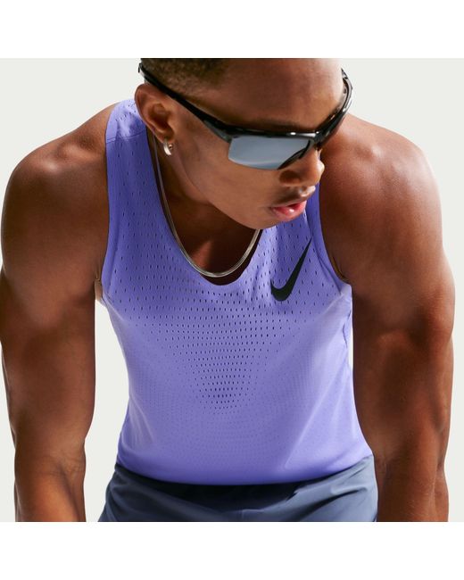 Nike Purple Short Sleeve Performance Running Top for men