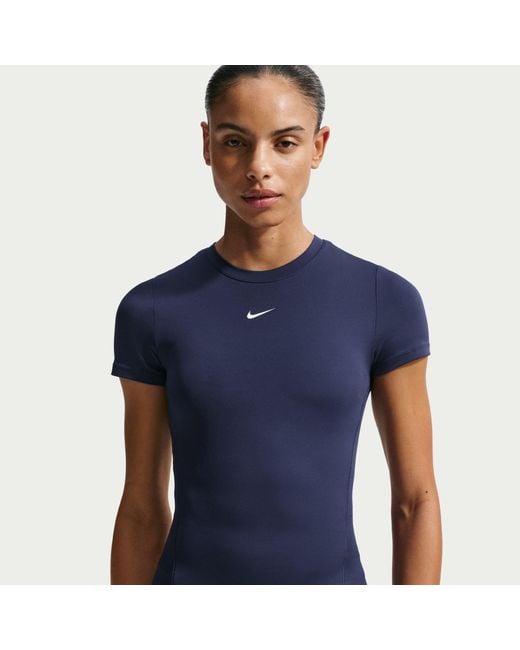 Nike Blue One Fitted Short Sleeve Performance Gym Top