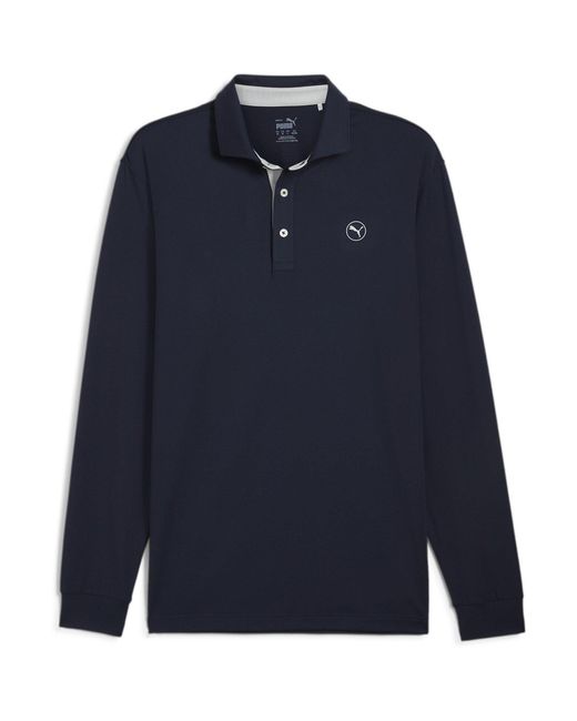 PUMA Blue Cloudspun Long Sleeve Midweight Performance Polo Shirt for men