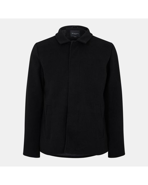 Brave Soul Black Funnel Neck Overcoat for men