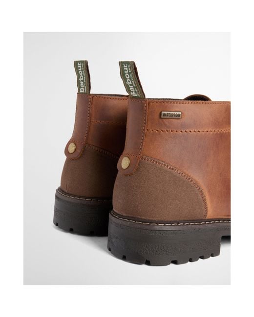 Barbour Brown Shawdon Leather Lace-Up Chukka Boots for men