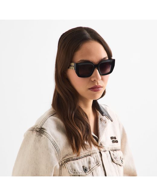 Miu Miu Black Rectangle Sunglasses